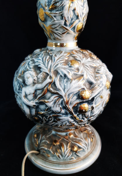 GB R. Capodimonte Italy Porcelain "Cherubs & Birds" Lamp  [BD076]