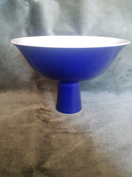 Yongzheng Blue Glazed Stem Bowl, Yongzheng mark + period 1723-1735 Porcelain China 10.6cm tall 15cm DM #66