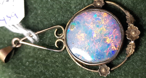 c1930 Australian gilt and Opal triplet pendant  #459