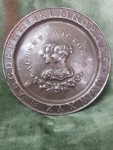 c1840 rare Queen Victoria and Prince Albert Tin child's plate #98