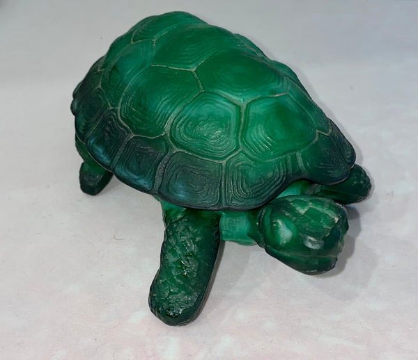 Bohemian Malachite Glass Turtle c.1930