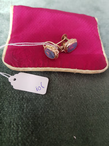 9ct Gold and synthetic Opal earrings #106