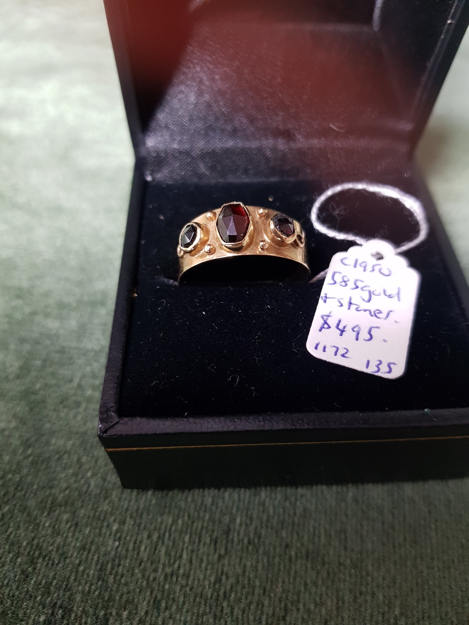 c1950 585 Gold and stones ring #135