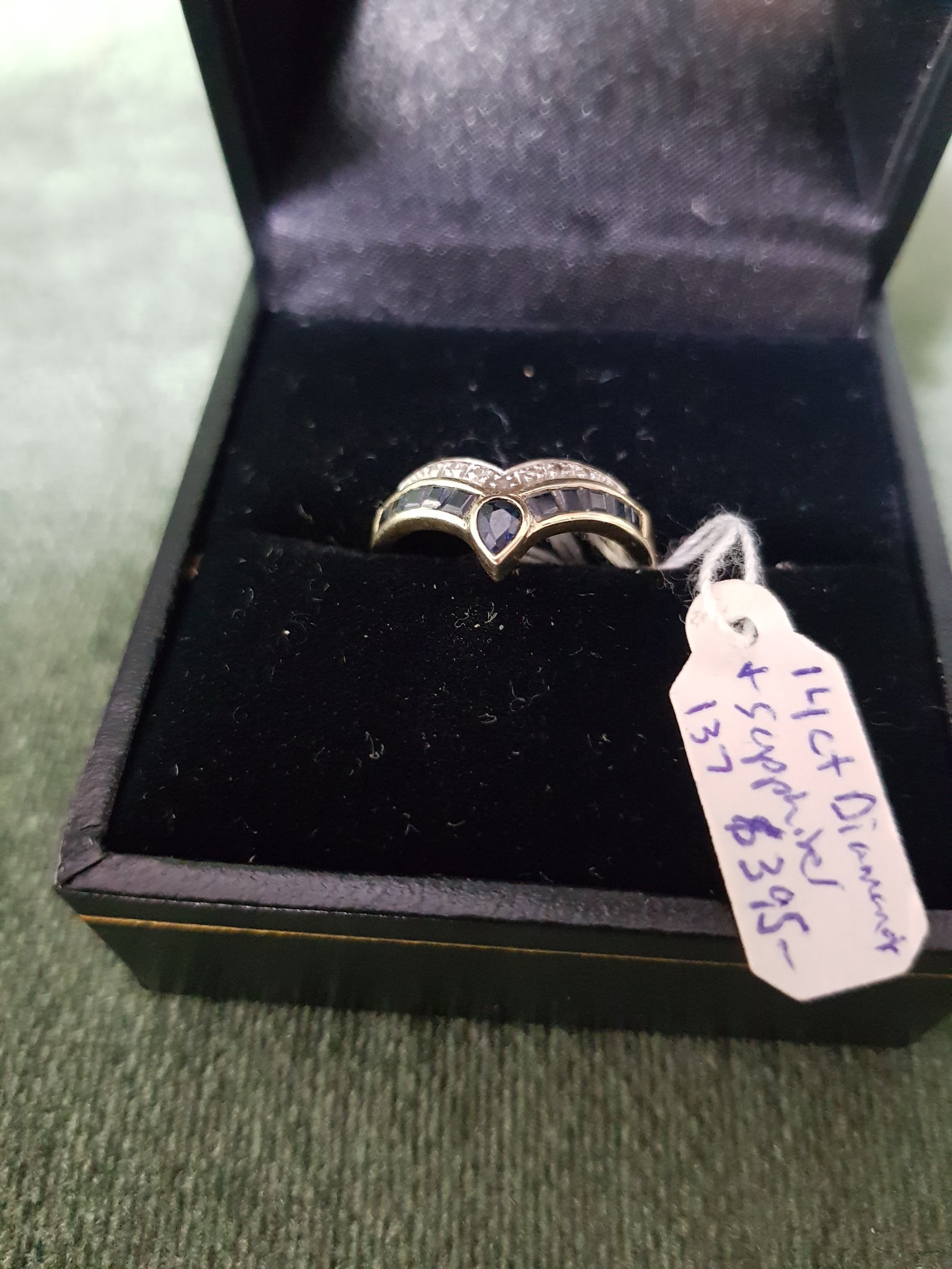 c1970 14ct Gold Diamonds and Sapphires ring #137