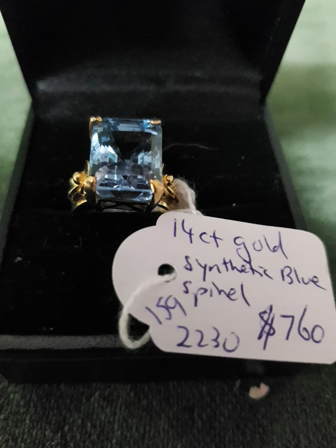 14ct Gold and synthetic blue Spinel ring #159