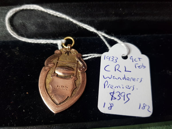 1933 9ct Gold CRL Wonderers Premiers fob #182