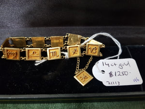 14ct Gold Zodiac bracelet 18gms #196