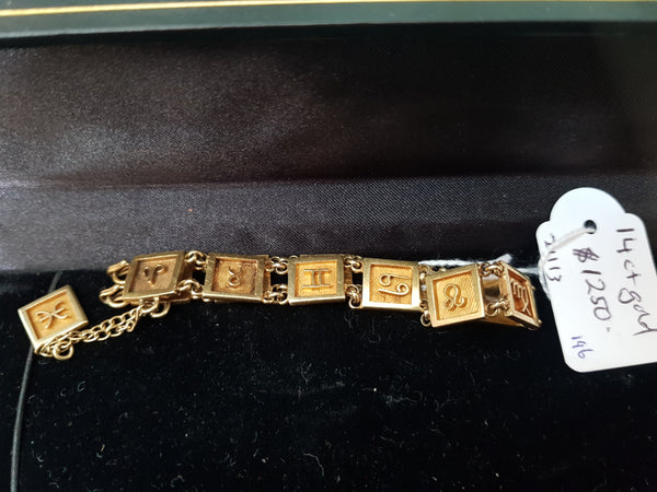 14ct Gold Zodiac bracelet 18gms #196