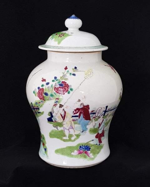 Famile Verte Covered Jar late C19th China Porcelain