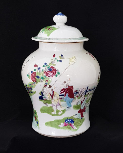 Famile Verte Covered Jar late C19th China Porcelain