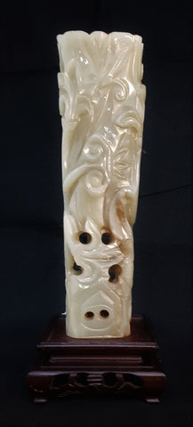 Asian Nephrite Jade & Wood Sculpture c1950 [BD030]