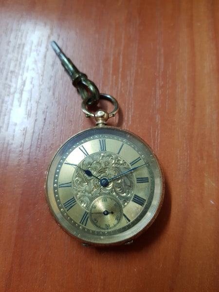 14ct Gold Antique Key Wind Ladies Pocket Watch c.1900