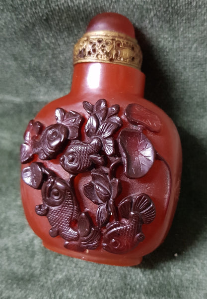 Early Qing c1700-1770 Cornelian Snuff Bottle Carnelian Onyx Red Agate Inscribed #35