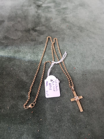 9ct chain and 9ct cross 11gms #206