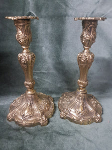 c1890 Pair French bronze candle sticks 22cm tall 13cm dm #211