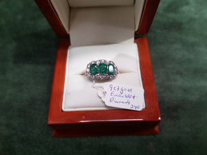 c1950 9ct Gold, Emeralds and Diamonds ring #240