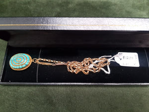 c1920 9ct and Turquoise locket and 9ct chain #248