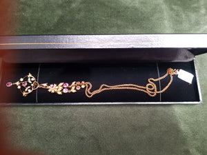 c1920 18ct Gold necklace pendant with coloured stones and Seed Pearls 10gms total #250
