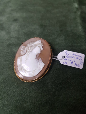 c1910 9ct Gold and cameo brooch, possible Aus hallmark #262