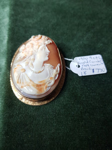 c1920 9ct Gold conch shell cameo brooch #275