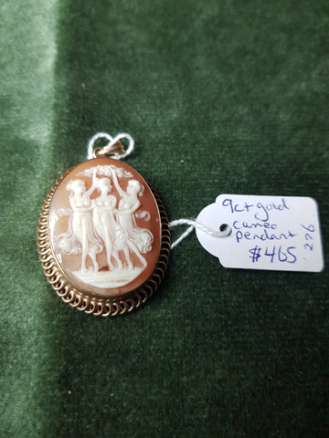 c1950 9ct Gold cameo pendant #276