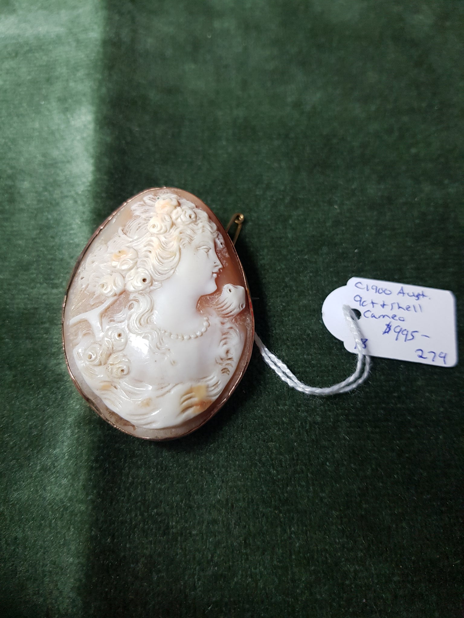 c1900 Aust 9ct Gold cameo brooch #279