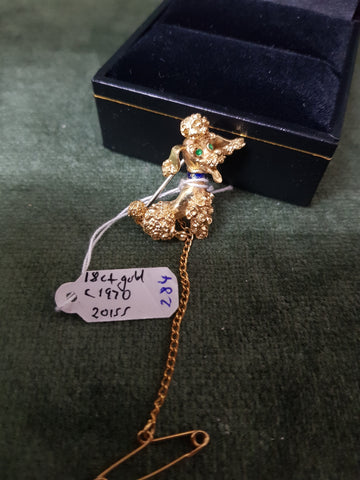 c1970 18ct Gold poodle brooch #284