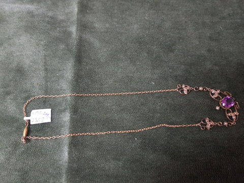c1910 9ct Gold, Amethyst and Seed Pearl necklace #288