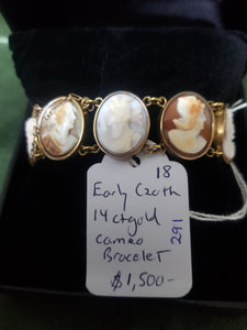 Early C20th 14ct Gold and cameo bracelet #291