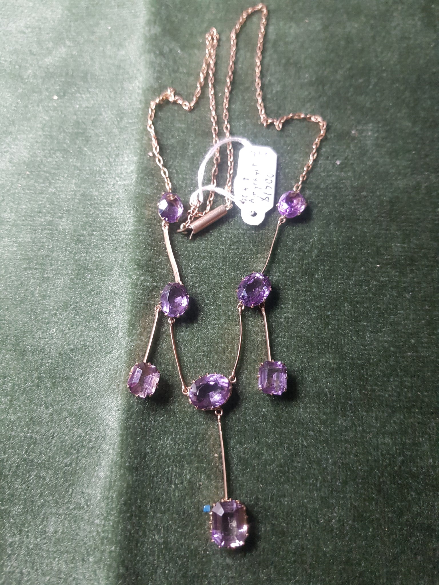 c1920 9ct Gold and Amethyst necklace #296
