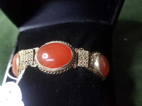 c1950 Chinese Silver and carnelian bracelet #298