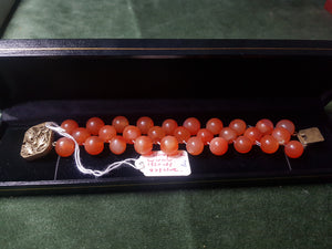 c1920 Silver clasp bracelet with Agate possibly Polish/Warsaw restrung #300