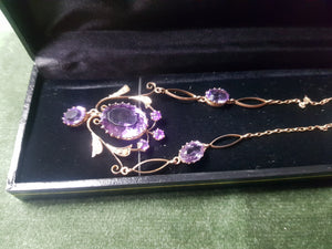 c1900 9ct Gold and Amethyst necklace #302