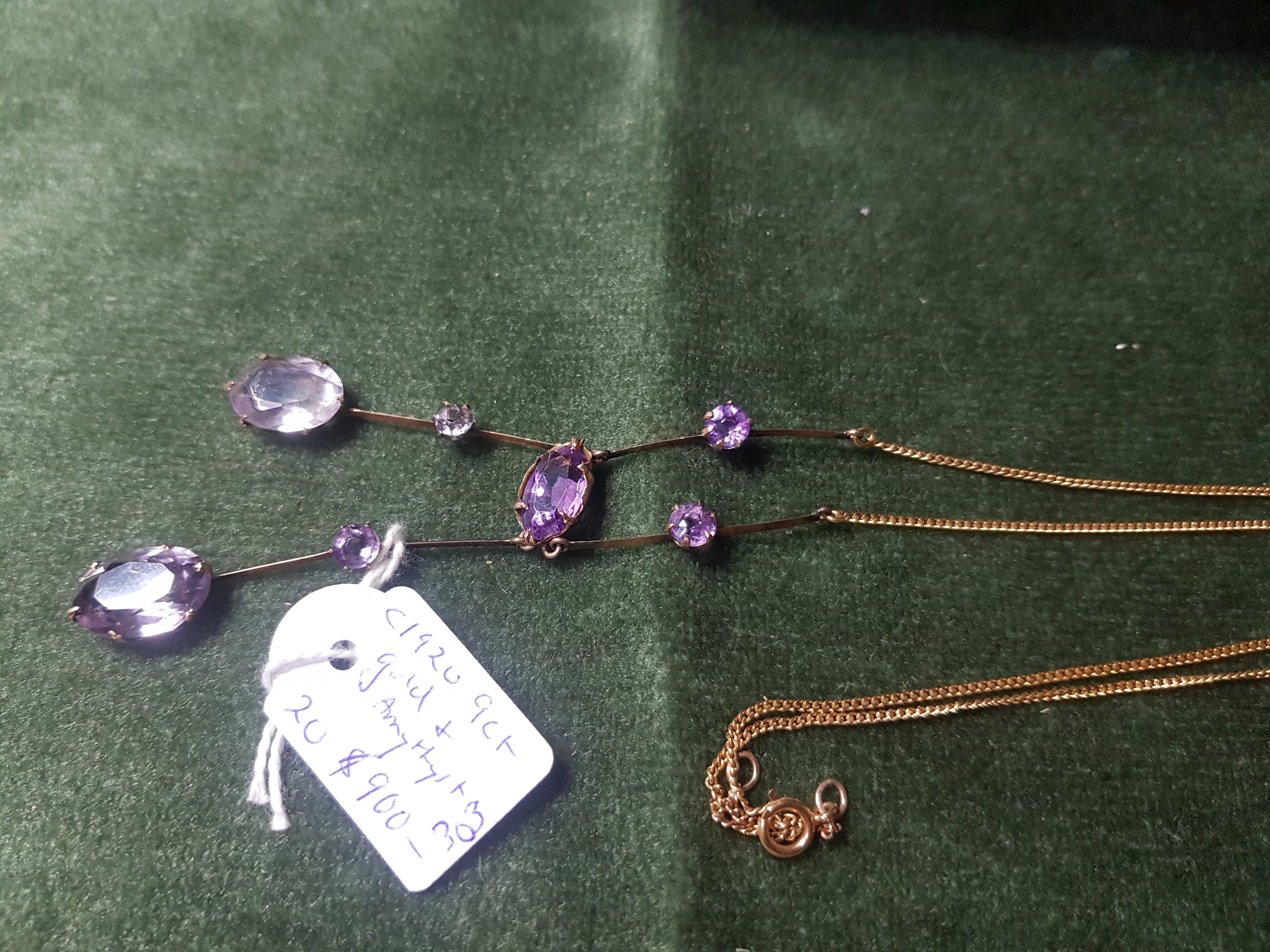 c1920 9ct Gold and Amethyst necklace #303