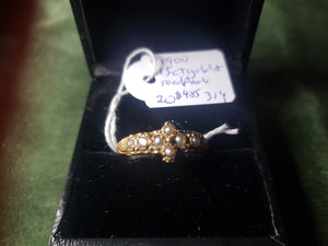c1900 15ct Gold and Seed Pearls ring #314