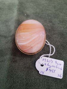 1930s 9ct and Agate brooch #316