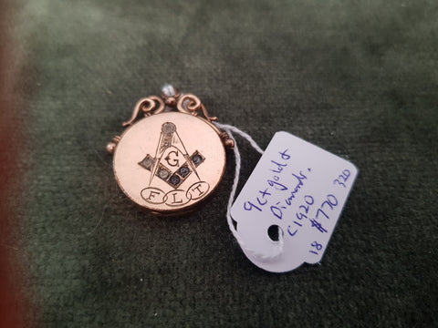 c1920 9ct Gold and Diamond locket #320