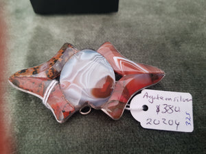 Agate on Silver brooch #325
