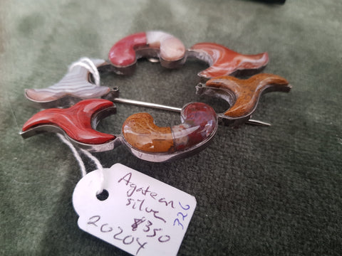 Agate on Silver brooch #326