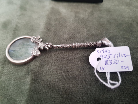 925 Silver magnifying lens pendant #329