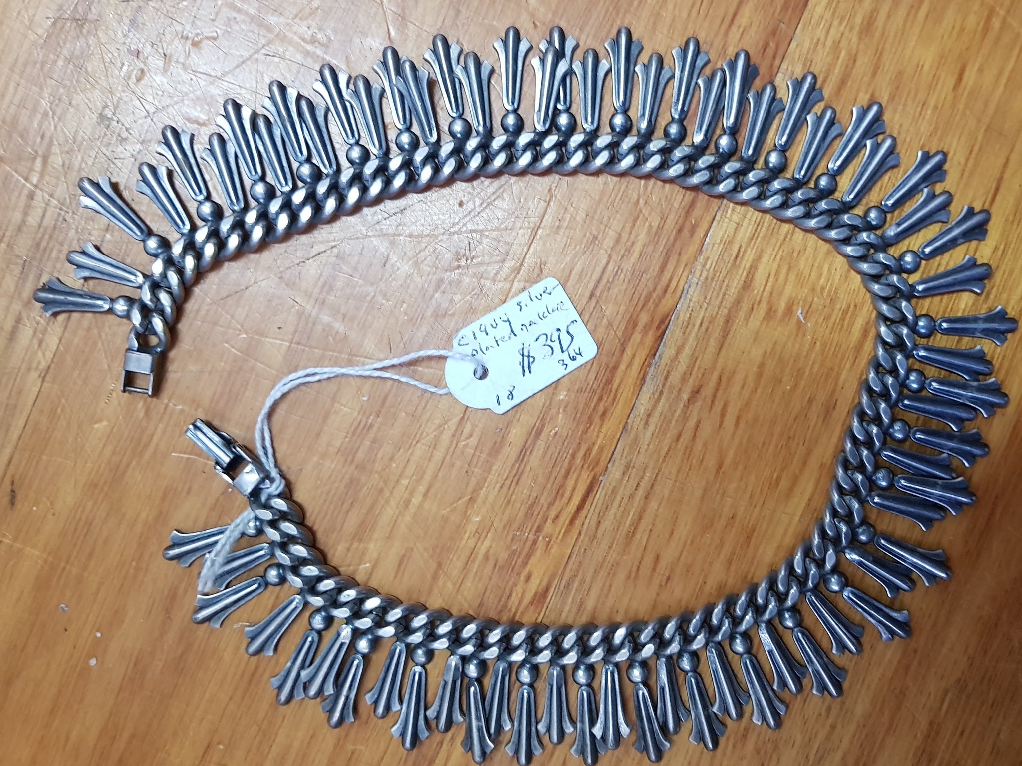 c1900 Silver plated necklace 37cm #364