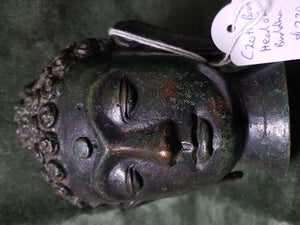C20th Bronze head of Buddha India 10cm tall #373