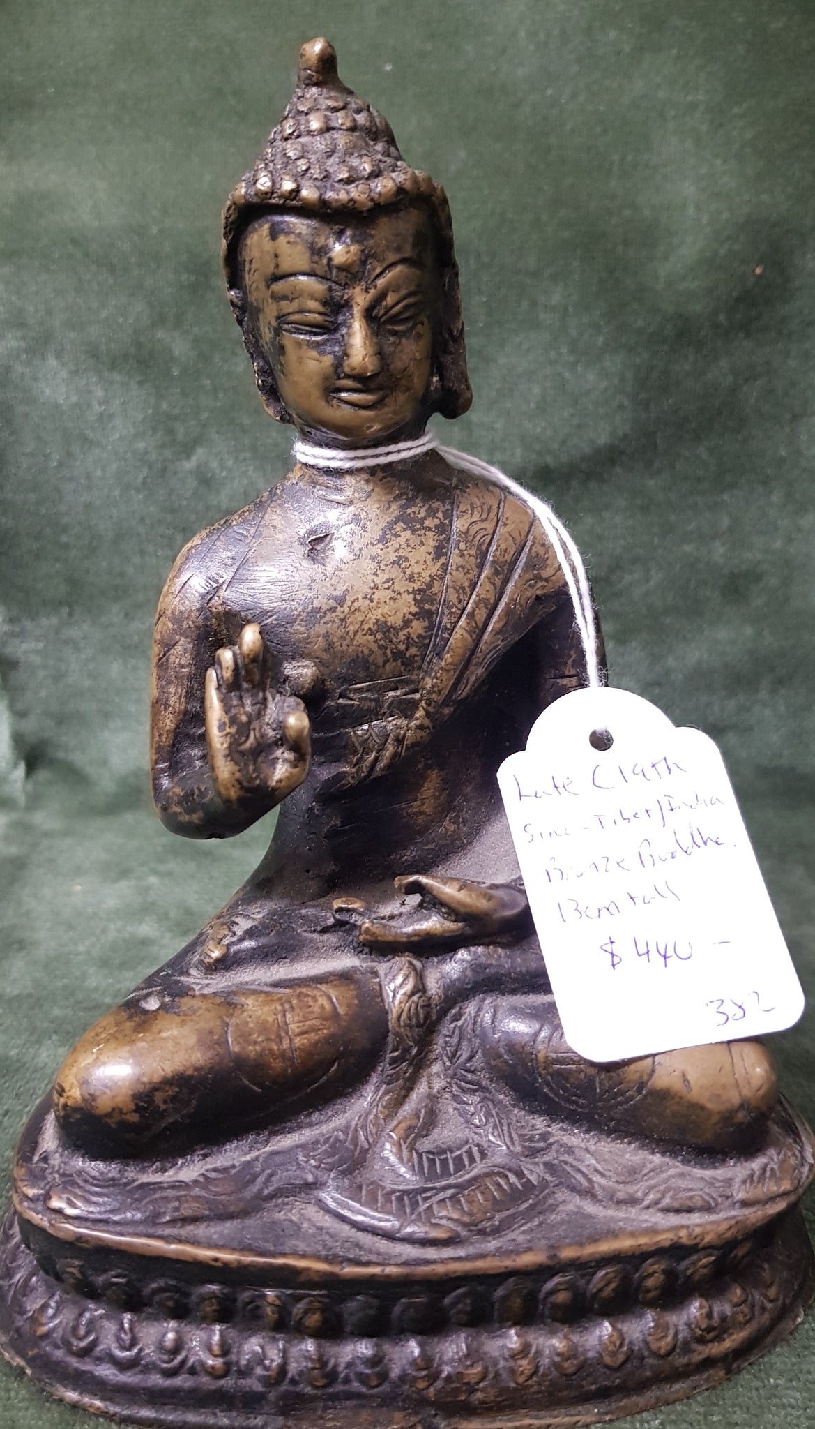 Late C19th Sino-Tibetan/India Bronze Buddha 13cm tall #382