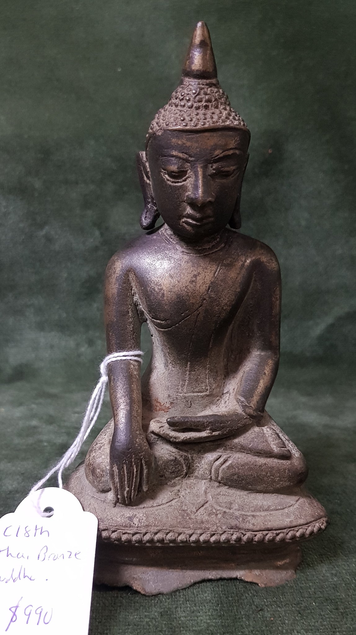 C18th Thai Bronze Buddha 14cm tall #383