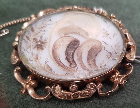 c1870 England 9ct Gold and Hair brooch ASIS #390