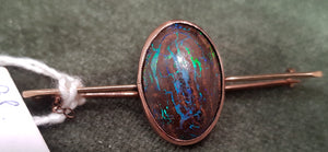 c1940 15ct Gold Australian Boulder Opal brooch #398