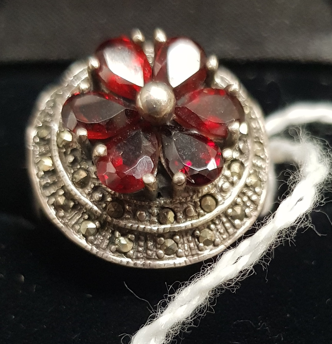 c1950 925 Silver and Marcasite ring #416