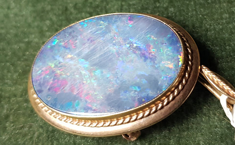 c1950 9ct Gold and Opal doublet pendant #456