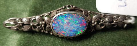 c1930s Australian Opal doublet on Silver brooch attributed to Rhoda Wager #457