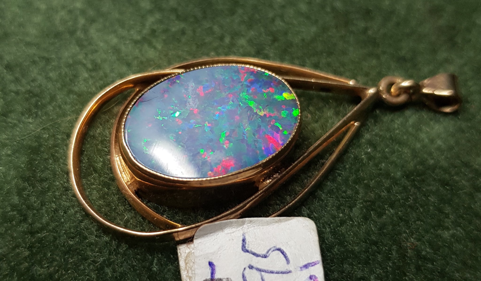 c1970 9ct gold setting and Opal pendant  #461